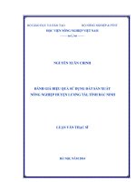 Đánh giá hiệu quả sử dụng đất sản xuất nông nghiệp huyện lương tài, tỉnh bắc ninh