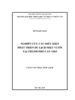 Nghiên cứu các điều kiện phát triển du lịch miệt vườn tại thành phố Cần Thơ