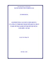 Giải pháp nâng cao chất lượng dịch vụ của công ty TNHH một thành viên dịch vụ nhà ở và khu đô thị mới việt hưng, long biên, hà nội
