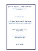 Đánh giá hiệu quả sử dụng đất nông nghiệp trên địa bàn huyện yên mỹ, tỉnh hưng yên