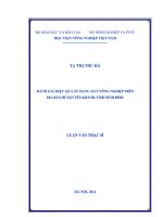 Đánh giá hiệu quả sử dụng đất nông nghiệp trên địa bàn huyện yên khánh, tỉnh ninh bình
