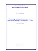 Đánh giá hiệu quả sử dụng đất sản xuất nông nghiệp trên địa bàn thị xã chí linh, tỉnh hải dương