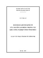 Đảm bảo lợi ích kinh tế của người lao động trong các khu công nghiệp tỉnh Vĩnh Phúc
