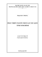 ( Luận văn ThS. Du lịch học 2015 ) Phát triển nguồn nhân lực du lịch tỉnh Ninh Bình