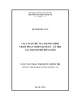 Cải cách thủ tục hành chính nhằm phát triển kinh tế xã hội tại Thành phố Đồng Hới  Luận văn ThS. Khoa học xã hội và hành vi kinh tế