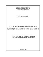 Xây dựng mô hình nông thôn mới tại huyện Quảng Ninh, tỉnh Quảng Bình  Luận văn ThS. Kinh doanh và quản lý