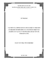 Vai trò của chính sách ưu đãi xã hội và Trợ giúp xã hội đối với đời sống của người dân hiện nay (Nghiên cứu tại Lý Thường Kiệt, Yên Mỹ, Hưng Yên)