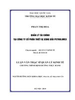 Quản lý tài chính tại Công ty cổ phần thiết bị xăng dầu Petrolimex Luận văn ThS