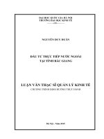 Đầu tư trực tiếp nước ngoài tại tỉnh Bắc Giang  Luận văn ThS. Kinh doanh và quản lý