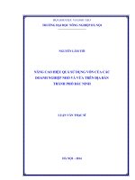 Nâng cao hiệu quả sử dụng vốn của các doanh nghiệp nhỏ và vừa trên địa bàn thành phố bắc ninh