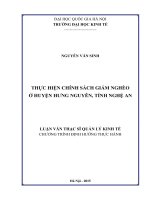 Thực hiện chính sách giảm nghèo ở huyện Hưng Nguyên, tỉnh Nghệ An