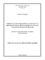 tóm tắt luận án nghiên cứu tuyển chọn giống lúa ngắn ngày và một số biện pháp kỹ thuật thâm canh phục vụ sản xuất tại vùng duyên hải nam trung bộ