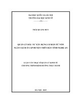 Quản lý đầu tư xây dựng cơ bản từ vốn ngân sách ở cấp huyện trên địa bàn Tỉnh Nghệ An