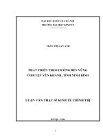 Phát triển theo hướng bền vững ở huyện Yên Khánh, tỉnh Ninh Bình