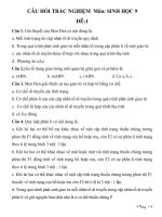 CÂU HỎI TRẮC NGHIỆM  Môn SINH HỌC 9
