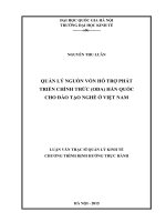 Quản lý nguồn vốn hỗ trợ phát triển chính thức (ODA) Hàn Quốc cho đào tạo nghề ở Việt Nam