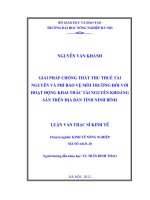 Giải pháp chống thất thu thuế tài nguyên và phí bảo vệ môi trường đối với hoạt động khai thác tài nguyên khoáng sản trên địa bàn tỉnh ninh bình