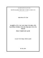 Nghiên cứu các giá trị văn hóa tín ngưỡng ở phía Tây Hà Nội ( Hà Tây cũ) nhằm phát triển du lịch
