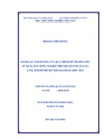 Đánh giá ảnh hưởng của quá trình đô thị hóa đến sử dụng đất nông nghiệp trên địa bàn huyện gia lâm, thành phố hà nội giai đoạn 2000 2013