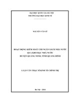 Hoạt động kiểm soát chi ngân sách Nhà nước qua Kho bạc Nhà nước huyện Quảng Ninh, tỉnh Quảng Bình