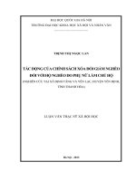 Tác động của chính sách xóa đói giảm nghèo đối với hộ nghèo do phụ nữ làm chủ hộ” (Nghiên cứu tại xã Định Tăng và Yên Lạc, huyện Yên Định, tỉnh Thanh Hóa)