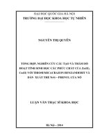 Tổng hợp, nghiên cứu cấu tạo và thăm dò hoạt tính sinh học các phức chất của Zn(II), Cu(II) với thiosemicacbazon benzanđehit và dẫn xuất N(4)- phenyl của nó