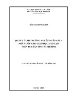 Quản lý chi thường xuyên ngân sách nhà nước cho giáo dục đào tạo trên địa bàn tỉnh Ninh Bình