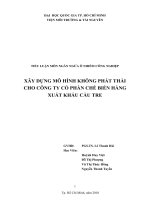 XÂY DỰNG mô HÌNH KHÔNG PHÁT THẢI CHO CÔNG TY cổ PHẦN CHẾ BIẾN HÀNG XUẤT KHẨU cầu TRE