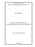 Quản lý nhà nước đối với các doanh nghiệp du lịch trên địa bàn Hải Dương