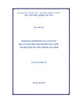 Đánh giá ảnh hưởng của sản xuất rau an toàn đến môi trường đất, nước tại thị xã quảng yên tỉnh quảng ninh