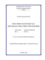 Phát triển nguồn nhân lực trên địa bàn nông thôn tỉnh Ninh Bình  Luận văn ThS