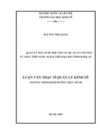 Quản lý nhà nước đối với các dự án có vốn đầu tư trực tiếp nước ngoài trên địa bàn tỉnh Nghệ An