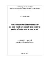 Chuyển đổi việc làm của người dân ven đô sau khi bị thu hồi đất sản xuất nông nghiệp tại phường Kiến Hưng, Quận Hà Đông, Hà Nội