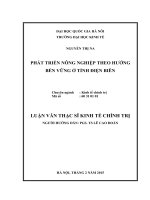 Phát triển nông nghiệp theo hướng bền vững ở tỉnh Điện Biên