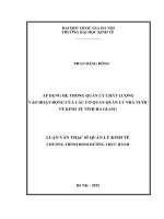 Áp dụng hệ thống quản lý chất lượng vào hoạt động của các cơ quan quản lý nhà nước về kinh tế tỉnh Hà Giang