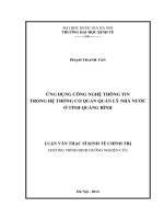 Ứng dụng công nghệ thông tin trong hệ thống cơ quan quản lý nhà nước ở tỉnh Quảng Bình