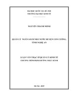 Quản lý ngân sách nhà nước huyện Con Cuông, tỉnh Nghệ An