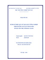 Đánh giá hiệu quả sử dụng đất nông nghiệp theo hướng sản xuất hàng hóa huyện yên thế, tỉnh bắc giang