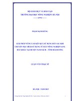Giải pháp nâng cao kết quả sử dụng đất đai sau khi chuyển mục đích sử dụng từ đất nông nghiệp sang đất khác tại huyện nam sách tỉnh hải dương