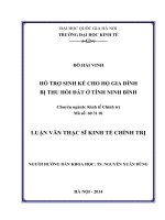 Hỗ trợ sinh kế cho hộ gia đình bị thu hồi đất ở tỉnh Ninh Bình ( Luận văn ThS. Kinh tế )
