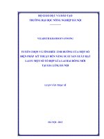 Tuyển chọn và tìm hiểu ảnh hưởng của một số biện pháp kỹ thuật đến năng suất sản xuất hạt lai f1 một số tổ hợp lúa lai hai dòng mới tại gia lâm, hà nội