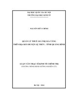 Quản lý thuế giá trị gia tăng trên địa bàn huyện Lệ Thủy - Tỉnh Quảng Bình ( Luận văn ThS. Kinh tế )