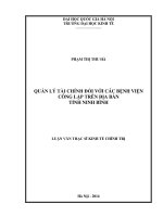 Quản lý tài chính đối với các bệnh viện công lập trên địa bàn tỉnh Ninh Bình ( Luận văn ThS )