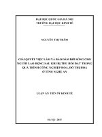 Giải quyết việc làm và đảm bảo đời sống cho người lao động sau khi bị thu hối đất trong quá trình công nghiệp hóa, đô thị hóa ở tinh Nghệ An