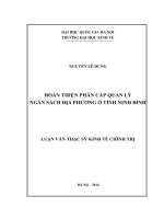 Hoàn thiện phân cấp quản lý ngân sách địa phương ở tỉnh Ninh Bình ( Luận văn ThS. Nguyễn, Lê Dung )