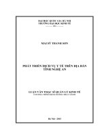 Phát triển dịch vụ y tế trên địa bàn tỉnh Nghệ An  Luận văn ThS