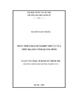 Phát triển doanh nghiệp nhỏ và vừa trên địa bàn tỉnh Quảng Bình  Luận văn ThS. Kinh tế