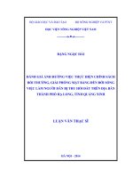 Đánh giá ảnh hưởng việc thực hiện chính sách bồi thường, giải phóng mặt bằng đến đời sống việc làm người dân bị thu hồi đất trên địa bàn thành phố hạ long, tỉnh quảng ninh
