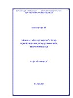 Nâng cao năng lực đội ngũ cán bộ hội liên hiệp phụ nữ quận long biên thành phố hà nội