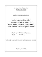 Hoàn thiện công tác chăm sóc khách hàng tại ngân hàng thương mại cổ phần Phương Đông - Chi nhánh Trung Việt Đà Nẵng